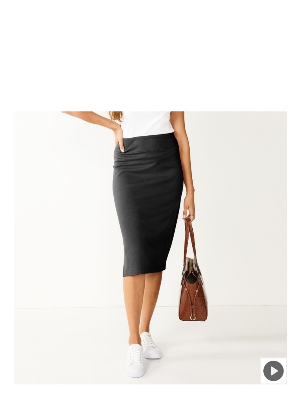 Nine West Pull-On Ponte Pencil Skirt Black Size L (EUC)